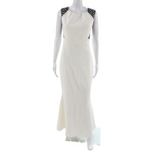 Safiyaa Womens White Mermaid Full Length Sleeveless Dress Size 8